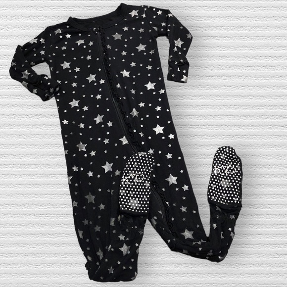 Kickee Pants | Black | Star | Ruffle | Footie - Picture 1 of 5
